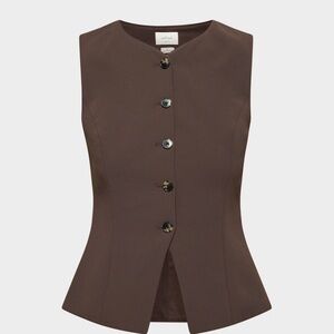 Aritzia Wilfred Crepette Brown Button-Up Vest Top